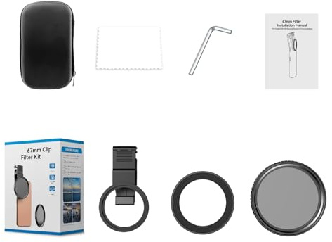 YiNLuax Filtre polarisant circulaire de 67 mm avec anneaux adaptateurs pour téléphone 16, 15, 14