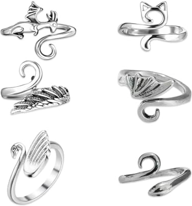 ZORVYN 6 Piezas Anillos de Crochet para Dedos, Guía de Hilo Abierta Ajustable, Anillos para Tejer con Bucles Trenzados, Accesorios de Crochet, Anillo para Tejer y Hacer Crochet