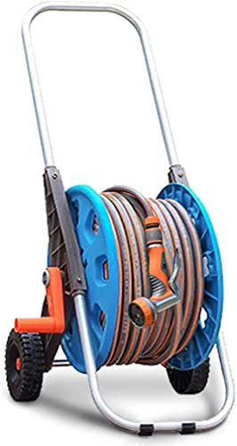 Portable Garden Hose Reel Cart with Wheels, Adjustable Nozzle, for Gardens, Lawns, Sidewalks and Backyards, Robust Frame for Stability,No Need to Install(50M Hose)