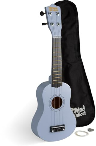 Mad About Sopran Ukulele Lavendelblau Anfänger Set | SU8 Ukulele mit Tasche, Plektrum & Ersatzsaiten, Carbon‑Saiten für bessere Stimmung, ideal für Schule & Anfänger