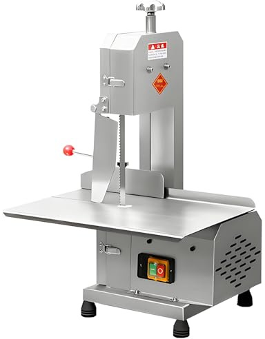SHENGSHIYU Sierra Eléctrica de Cocina para Huesos,Maquina de Cortar Carne y Huesos,Longitud de Hoja 1260mm,Altura de Corte 0-210mm,Ancho de Corte 0-130mm,para Cortar Carne Congelada & Huesos Duros