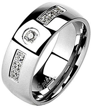 beyoutifulthings funkelnder ZIRKONIA-Reihe Clear Band-Ring Chirurgenstahl 316L Verlobungs-Ring Partner-Ring Trau-Ring Silber Gold 47(15)-69(22)