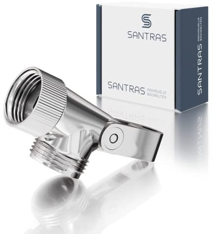 SANTRAS® Premium Metall-Gelenkstück (schwere Ausführung) 1/2 Zoll zur Verbindung von Duschschlauch und Handbrause – Brausekopfhalter mit verstellbarem Gelenk für individuellen Winkel des Duschkopfs