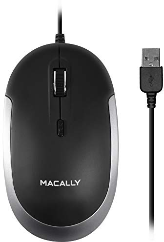 MacAlly Dynamouse-Sg - Mouse ottico USB silenzioso con 2 pulsanti, rotella di scorrimento e pulsante Dpi per Mac e Pc, colore: Grigio siderale