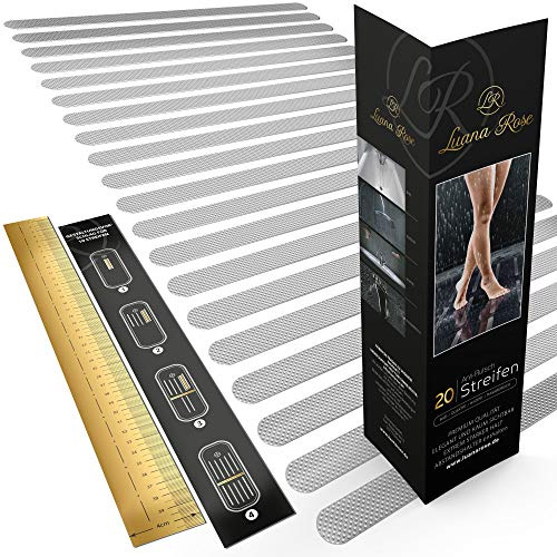 Luana Rose Anti Rutsch Streifen für Dusche und Badewanne - Transparent & Selbstklebend - Dusche Antirutsch Aufkleber für 100% Rutsch-Schutz (20 Stück)