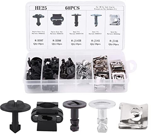 Auto Retainer Clips, Fydun 60 Stücke Auto Motor Undertray Cover Bottom Shield Befestigungs Clip 5 Arten Expansionsschrauben Ersatz Kit