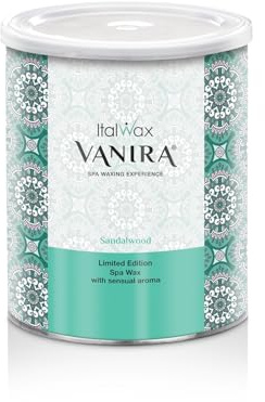Italwax Vanira Sandalwood – 800ml (27.05 fl.oz) Soft Wax for Professional Hair Removal – Ideal for SPA Waxing – Warm Sandalwood Scent