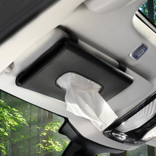 Wakauto Auto Taschentuchhalter Sonnenblende Serviettenclip Hängende Box Pu Leder Rücksitz Taschentuch Fall Taschentücher Box Spender Taschentuchspender Sonnenblende Organizer Taschentuchspender Lustig