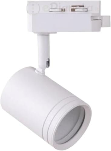 Faretto per Binario Monofase, binario elettrificato monofase, Faretto Track Bianco GU10 230 Vac, Lampadina Led GU10 Non Inclusa, Sistema Illuminazione Binario per Negozio, Casa, Hotel, Bar, Ufficio