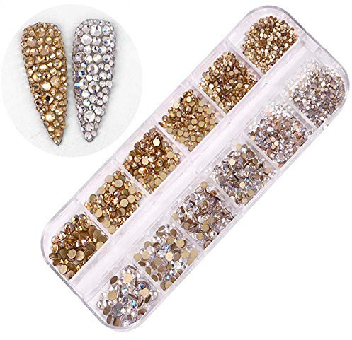 1440 Pezzi Nail Art Brillante Strass Adesivi Nastro 3D Argento Colorate Brillantini Unghie Francese Manicure DIY Abbellimento Decorazioni (I)