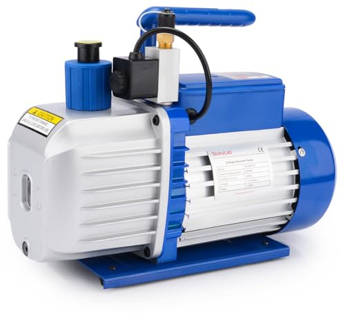 stonylab Roterande Lamellvakuumpump, 5 CFM 10-15 Pa 1/2 HP 2-Stegs Kompakt Vakuumpump för HVAC AC Påfyllning av Köldmedium Luftverktyg