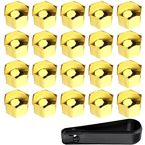 ETOPARS 20 Piezas 19mm Tapa de Tuerca de Rueda de Coche Tapas para Tornillos de Rueda Cubierta de Tuerca de Neumático A Prueba de Polvo Protector Oro