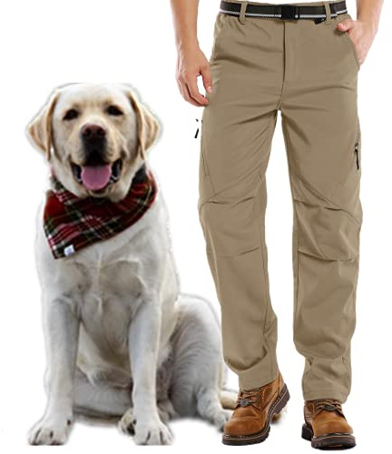 Jessie Kidden Pantaloni da sci impermeabili da uomo, foderati in pile, invernali, isolati termicamente, caldi, per arrampicata, camminate, softshell, #6070-khaki-34