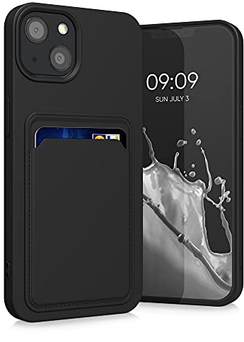 kwmobile mobiltelefonfodral för Apple iPhone 13 fodral med kortfack – TPU-fodral – trådlös laddning – skyddsfodral i svart