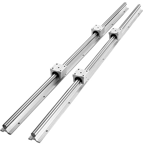 VEVOR linjär gejd, linjär skena, 2 st. SBR20-1000 mm kolstål aluminium styrskena med 4 st. SBR20UU-glidblock linjärlager lagerblock CNC-delar för 3D-skrivare fräs-/svarv