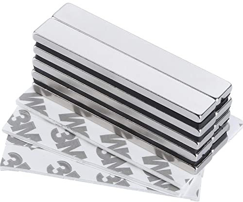 Yizhet 10 Packs 50 * 10 * 3mm Magnets, Strong Neodymium Magnet Bar, Self Adhesive for Fridge, Crafts, Whiteboard