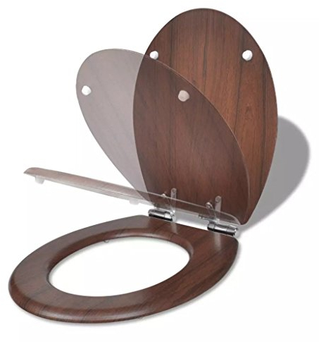 Toilettensitz MDF Deckel mit Absenkautomatik Design, Chusui Klodeckel, Toilettendeckel, Wc Sitz, Klobrille, Wc Deckel, Toilettenbrille, Braun