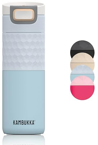Kambukka Thermobecher 500ml - Kaffeebecher to go aus Edelstahl - Auslaufsicher & dicht - Isolierbecher, Travel & Coffee mug - hält 9h heiß/ 18h kalt - Modell ETNA Breezy Blue