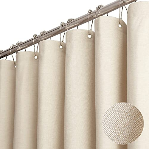 TURIM Högkvalitativt linne duschdraperi 240 x 200 cm, vattentätt, mögelsäkert, badrum, beige, 240 x 200 cm