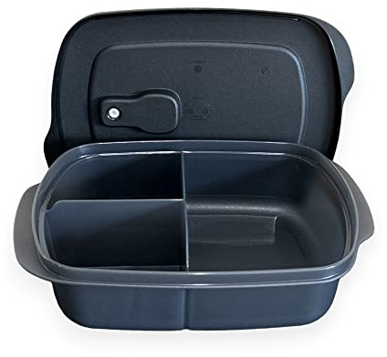 Tupperware CrystalWave Mikrowellen-Behälter, rechteckig, Schwarz