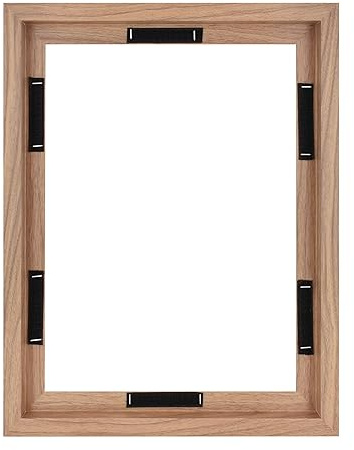 MCS Canvas Float Frames 12x16 Frame, Walnut Woodgrain for Finished Canvases, Vertical & Horizontal Wall Hanging with Adhesive for Canvas Paintings (1-Pack)
