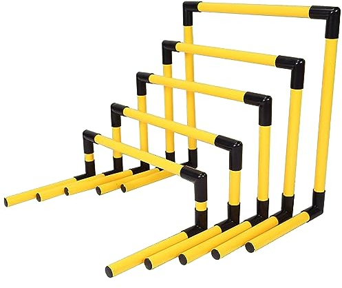 Tragbare Hürden-Trainingsausrüstung, 5Er-Pack Hürden Unterschiedlicher Höhe Für Kinder, Fußball-Agility-Workout-Trainer-Set Aus Kunststoff, Leichtathletik-Hürden (Gelb)