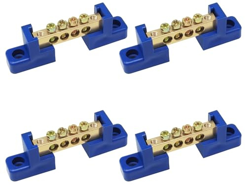 Tugermoola 4PCS Messa a terra Bus Bar 4 Posizioni Morsettiera Terra Bus Bar Filo di Ottone Terminale A Vite Elettrico Barre Bus Bar OLA002-4K