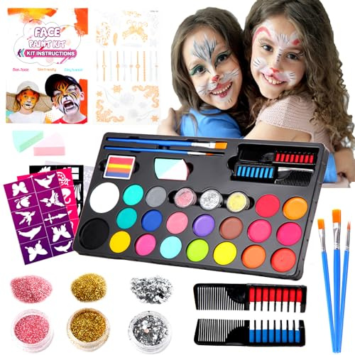 20 Colours Face Paint - Safe Face Body Paint Water-based Non-toxic Easily Washable for Halloween - Face Painting for Adults Kids Actor