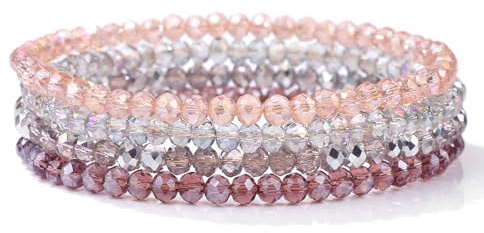 Generisch Damen Kristall Perlen Armband, Mehrschichtiges Steine Armband Boho Kristall Stein Perlen Armbänder Modeschmuck Geschenke für Frauen Mädchen