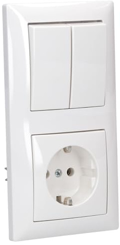 Busch-Jaeger Busch-balance SI Steckdosen- & Serienschalter 2-fach Alpinweiß | 20 EUC-914 SCHUKO Steckdose, 2000/5 US Serienschalter, 2505-914 Serienwippe und 1722-914 Rahmen 2-fach