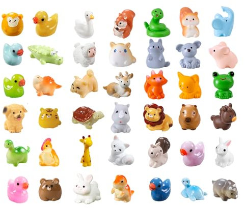 42 Pcs Mini Resin Animals - Luminous Tiny Animals Miniature Figurines, Cute Variety Pack for DIY Craft, Garden, Landscape, Dollhouse, Potted Plants Decorations