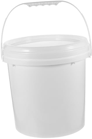 IWOWHERO 10l White Hdpe Round Paint Bucket with Lid, 2.2 Gallon Pigment Storage Container for Painting and Chemical Use, Plastic Bucket with Handle Suitable for Art and Industrial Applications