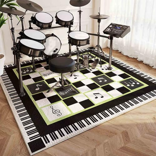 Alfombra para Bateria Electronica Alfombras Acusticas Alfombrillas Insonorizada Antideslizantes para Baterías electrónicas Caja Bombo Baterías acústico Tambor Instrumentos Musicales 110 x 80 cm