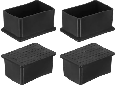 sourcing map Plastic Furniture Leg Caps, 4Pcs 40x60mm Rectangle Chair Leg Tips Caps, Furniture Foot End Caps Covers Floor Protectors for Table, Chair, Machinery Equipment Feet (Black)