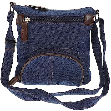 Holibanna Denim Umhängetasche für Damen Blau Lässige Crossbody Handtasche mit Vordertasche Große Kapazität Jeansstoff für Arbeit und Shopping