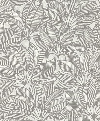 Rasch Deco Style 542646 Papier peint intissé avec motif graphique de feuilles grises