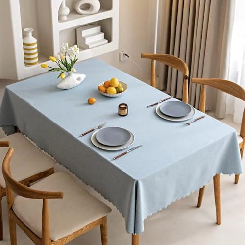 Strapazierfähige Baumwoll-Tischdecke – Rechteckige knitterfreie Leinenoptik Abdeckung für Esszimmer, Partys, Hochzeiten, Küche & Outdoor – Dekostoff