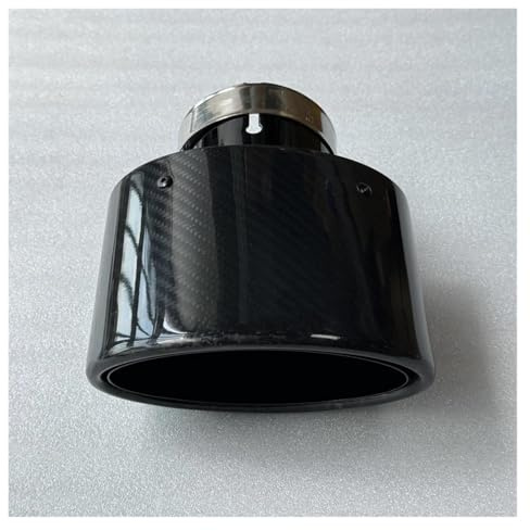 OGJFD Tubo di Scarico 1 Pezzo Ovale Lucido in Nero Acciaio Inossidabile Accessori per Auto Modifica Terminale di Scarico Punte Silenziatore Tubo di Scarico per Auto(ID 54MM-OD 115MM)
