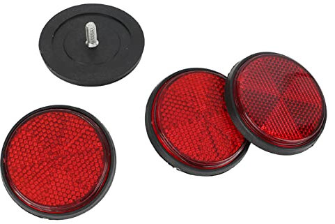 Bike Reflector, 4pcs 2 Pouces Rouge Round Réflecteurs de l'avertissement Reflecteur côté Réflecteur de Vélos Round Round Reflecteurs M6X1.0 Filet pour les Rouages ​​à Camions Boats Roulettes de