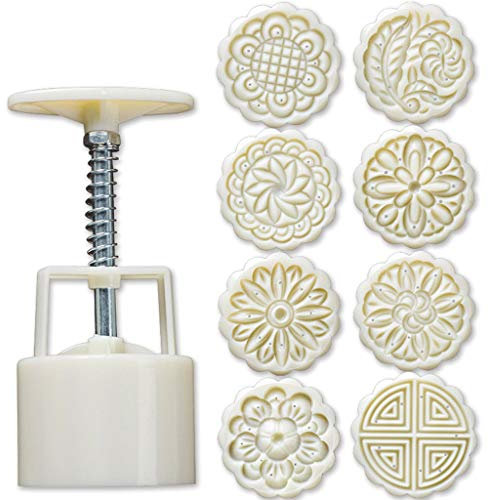 Limtula 8pcs Hand Press Cookie Stamp Moon Cake Decor Mould Barrel Mooncake Mold 75g Pastry DIY Tool Mid-Autumn Festival