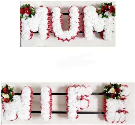 MUM WIFE Artificial Silk Funeral Flowers Tribute Letters Wreath Memorial