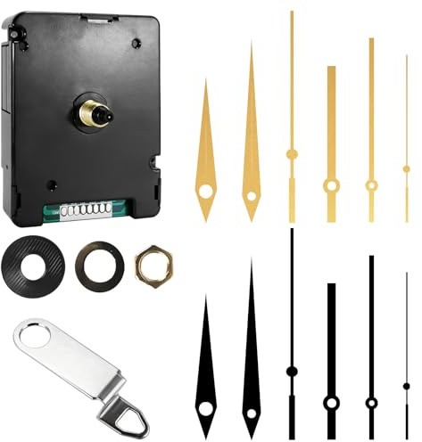 Leikurvo DCF Funk-Uhrwerk Set, 4 Zeigerpaare + Uhrwerk für Wanduhr, 14MM Geräuschloser, Clock Ersatzteile QuarzWanduhr Mechanismus Funkuhrwerk Ersatz DIY Uhr Reparaturteile & Wandmontage(72×56×19 mm)