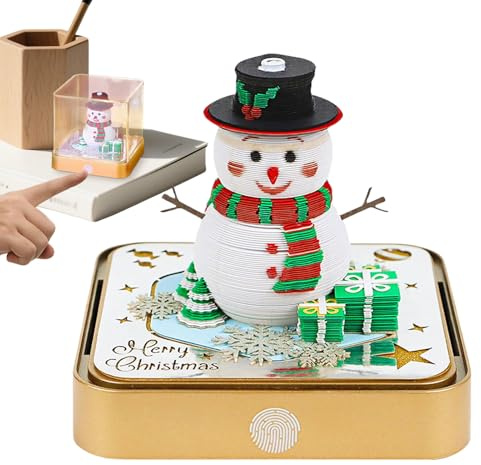 Bloc mémo 3D - Calendrier artistique 2026 - Motif bonhomme de neige - Décoration amusante pour les études de Noël, le lieu de travail, la bibliothèque, la cuisine, le bureau, la chambre à coucher, la