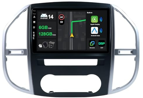 KECONSING [6G+128G] IPS 10.1 Android 14 Car Radio For Mercedes Benz Vito 3 W447 (2014-2020) -[Built-in CarPlay/Android Auto/DSP/Mirror Link/Octa Core/GPS Navi/360 Camera/Bluetooth 5.0/USB
