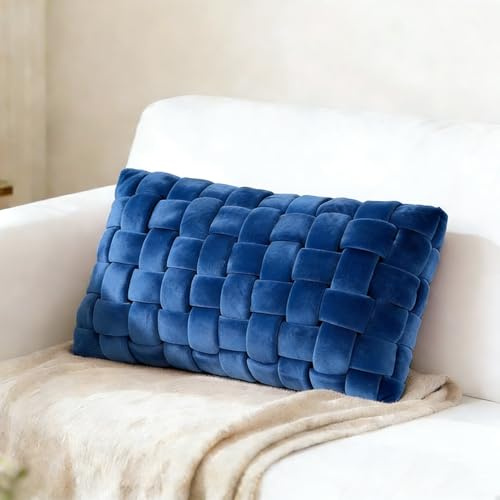 YLBKIKR Soft Decorative Throw Pillows - Versatile Knot Pillow & Cute Throw Pillows for Couch, Bed & Living Room, Stylish Set with Comfortable Touch for Home Decor 19.6inches × 11.8inches (Blue)