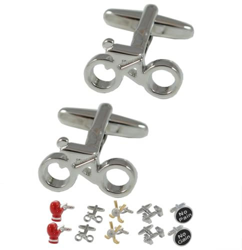 COLLAR AND CUFFS LONDON Gemelos Camisa Hombre Ciclismo - con Caja - Gemelos para Camisas - Ciclista Entusiastas De La Bicicleta - Latón - Color Plata - Ciclo Deporte Carreras Sport - Un Par