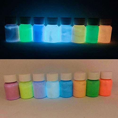 Leuchtfarben Set 8 Farben Polyment Profi Premium Leuchtfarbe - Sehr hell im Dunkeln nachleuchtende Farbe. Selbstleuchtendes UV Glühfarbe, Nachleuchtfarbe, selbstleuchtende Wandfarbe,Glow in the Dark