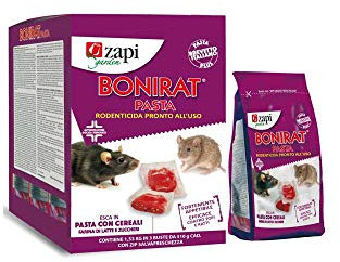 Zapi Garden | Bonirat Pasta, Rodenticida Pronto all'Uso, Efficace contro Topi e Ratti, con Cereali, Farina di Latte e Zuccheri, 3 Buste Zip Salvafreschezza da 510g Cad, 1,53kg