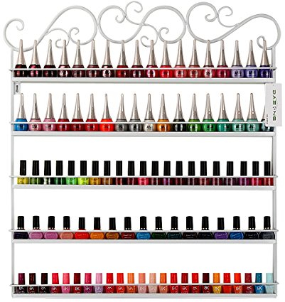 Meisax 5 Ebenen Metall Nagellack Ständer Kosmetik Organizer 5 Ablagen Wandregal Lippenstiftständer Aufbewahrung Nagellack Organisator Display Regal (weiß)