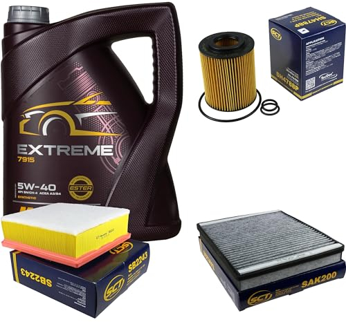 Filter Set Inspektionspaket 5 Liter MANNOL Motoröl Extreme 5W-40 API SN/CF SCT Germany Innenraumfilter Luftfilter Ölfilter